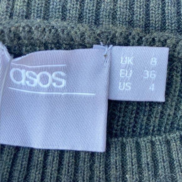 RELISTED ASOS Green Knit Sweater Dress Long Sleeves Crew Neck New With Tags - Picture 3 of 15